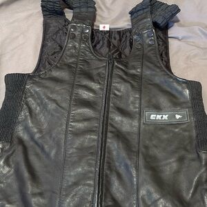 Vintage CKX Black Leather Men's Snowmobile Overalls